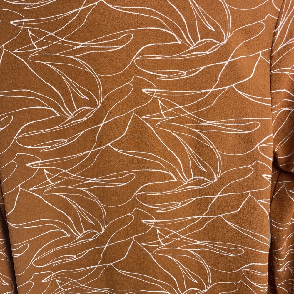 LUSH Women S Burnt Orange Surplice Blouse Boho Abstract Print Faux Wrap - Picture 3 of 14